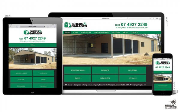 New Website: BF Sheds & Garages - Almost Anything Web & Graphic Design 